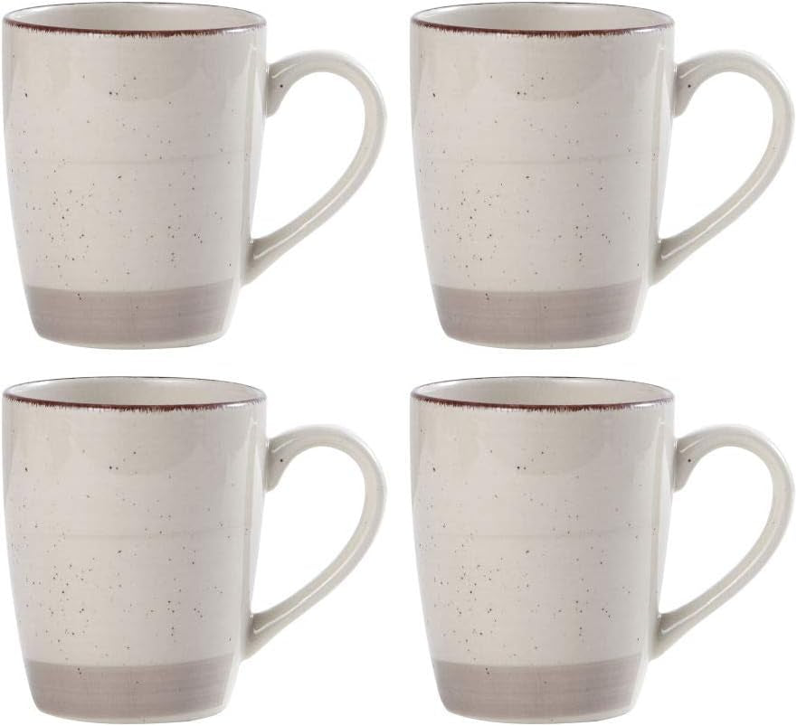 Sadie 16-Piece Cream Dinnerware Set, Service for 4, Durable Stoneware Plates and Bowls with Classic Design, Microwave and Dishwasher Safe