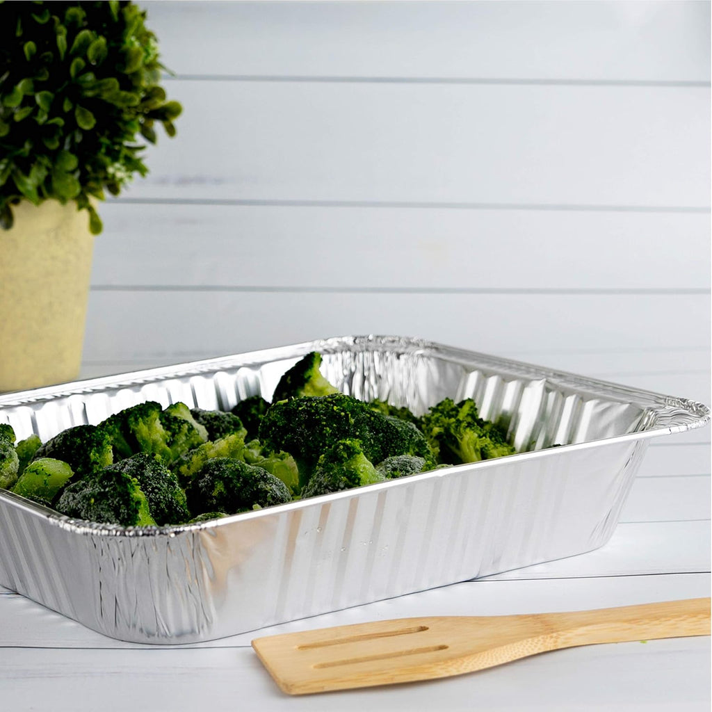 Disposable 9 X 13 Aluminum Foil Pans Half Size Deep Steam Table Bakeware - Cookware Perfect for Baking Cakes, Bread, Meatloaf, Lasagna Pack of 10