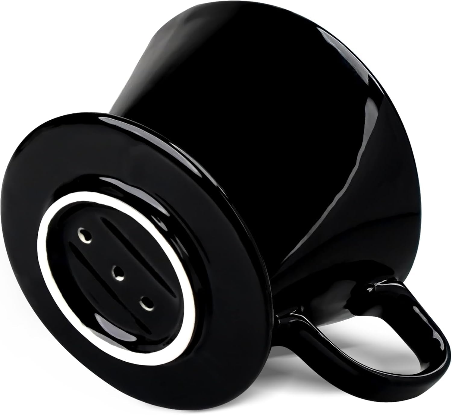 Handmade Pour over Ceramic Coffee Dripper - Authentic Brewing Experience for Camping, Office, and Home (Black)